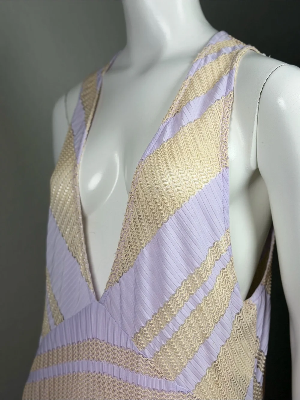 NWT Free People Adrien Striped Midi Dress Lavender Beige Size Large